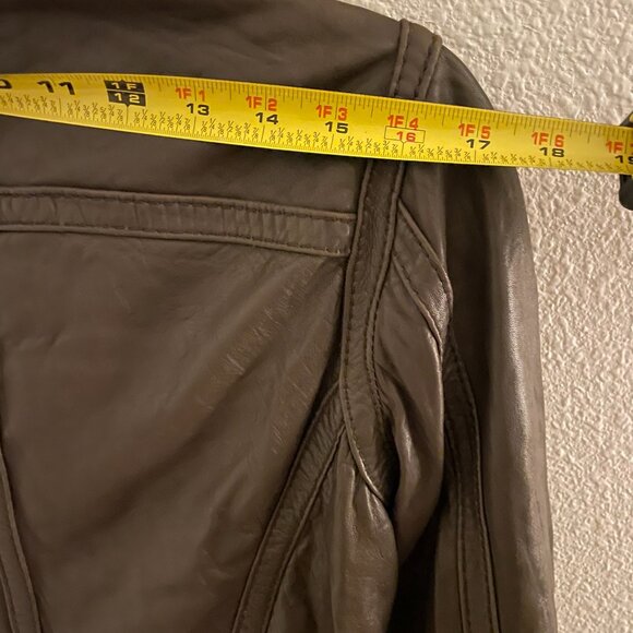 Michael Kors Brown Leather Aviator Jacket Shearling Lined Women’s Size Small P - Picture 14 of 16